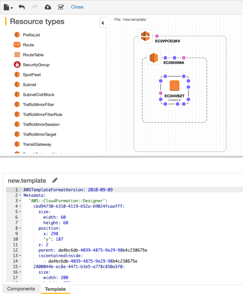 Defining an EC2 Instance, Subnet and VPC in AWS CloudFormation Designer